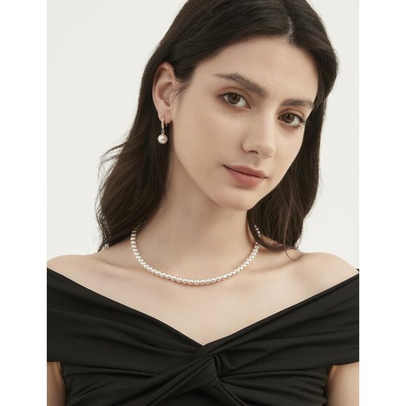 Women's Sterling Silver 925 CZ Simulated White Pearl Drop Earrings Jewelry - Picture 5 of 6